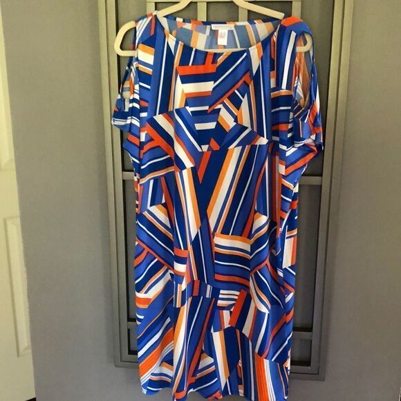 London Times Printed cold shoulder shift dress size 12 - Picture 1 of 7